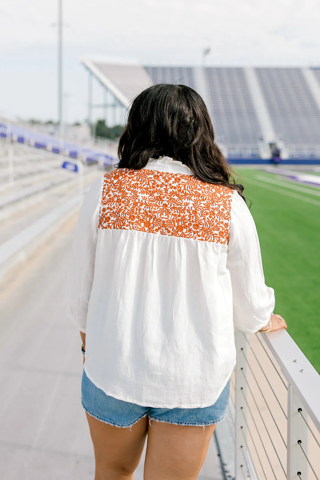 LAYERZ JANE TOP WHITE BURNT ORANGE