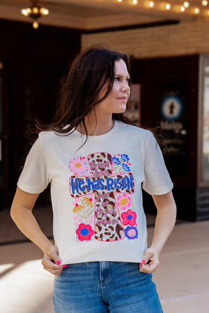He Has Risen Cross Flowers Tee