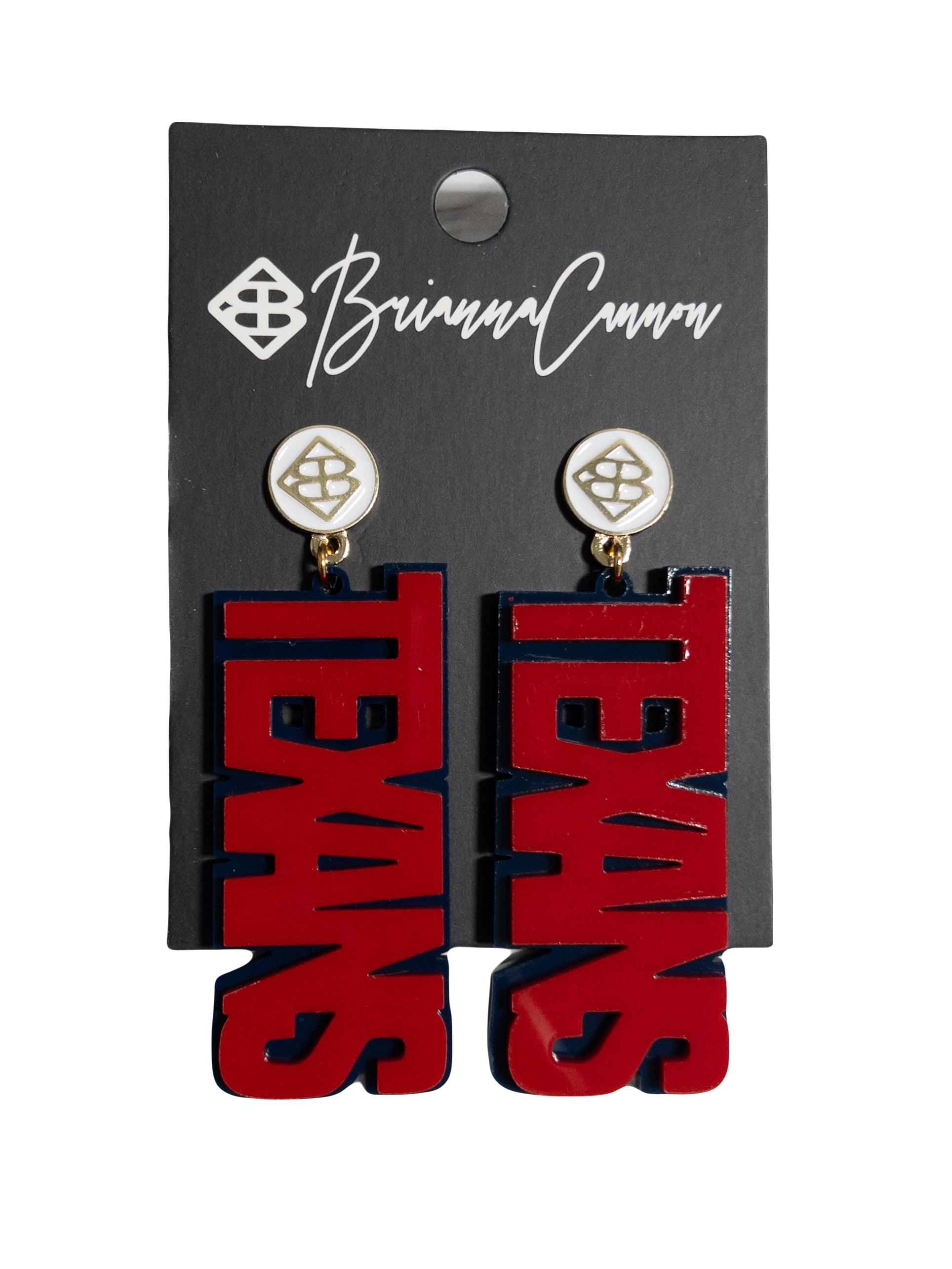 "TEXANS" red with navy blue earrings