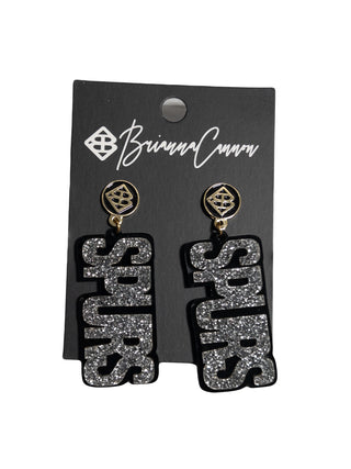 Spurs black and silver glitter earrings