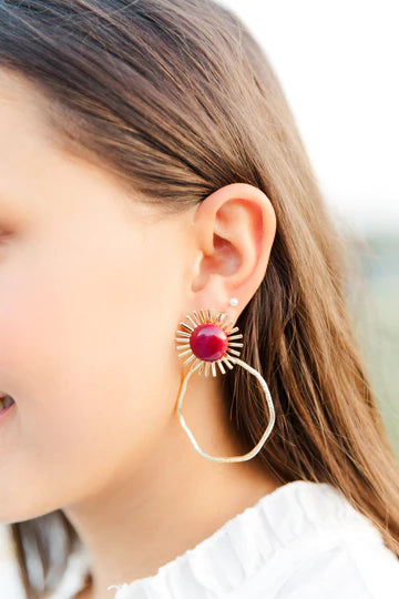 Maroon- Gameday Sunburst Hoop earrings Taylor Shaye