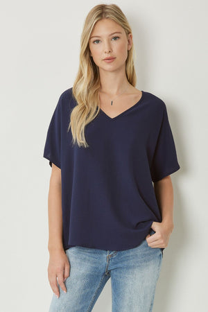 NAVY FALL LEAVES TOP