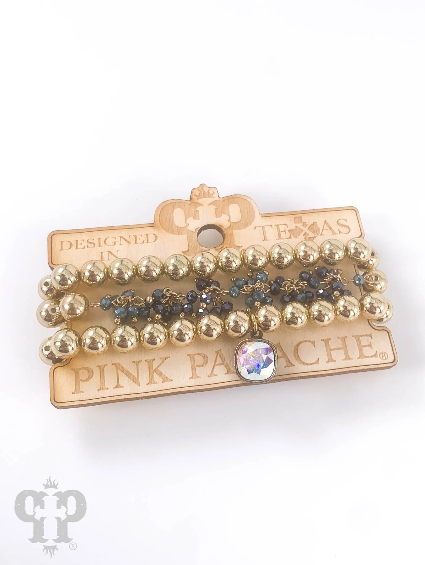 Navy cluster pink panache bracelet set