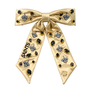 New Orleans Saints Gold Bow Barrette