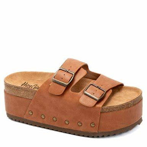 Corkys Wannabe Cognac Smooth Platform Sandal