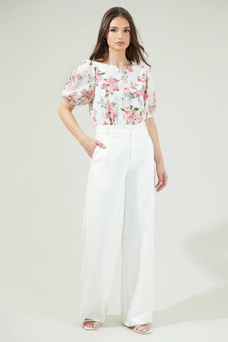 LOLA FLORAL EYELET TOP