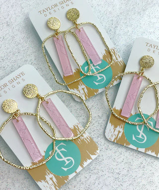 PINK BLOSSOM STICK HOOPS RECTANGLE
