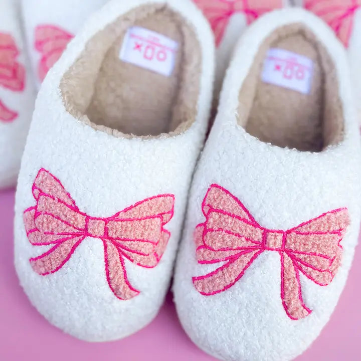 PINK BOW SLIPPERS