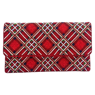 HOLIDAY PLAID BEADED CLUTCH
