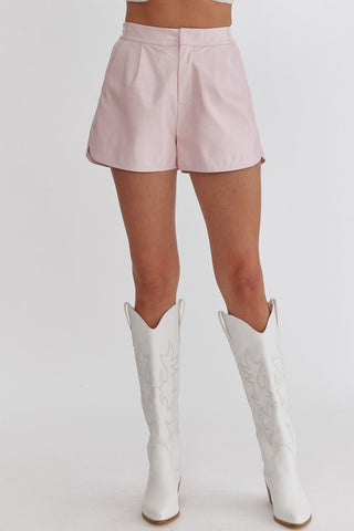 PRISCILA LIGHT PINK METALLIC SHORTS