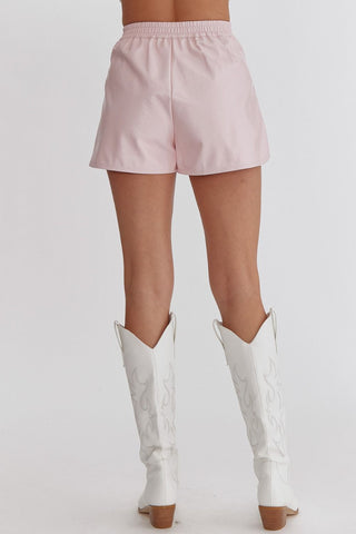 PRISCILA LIGHT PINK METALLIC SHORTS