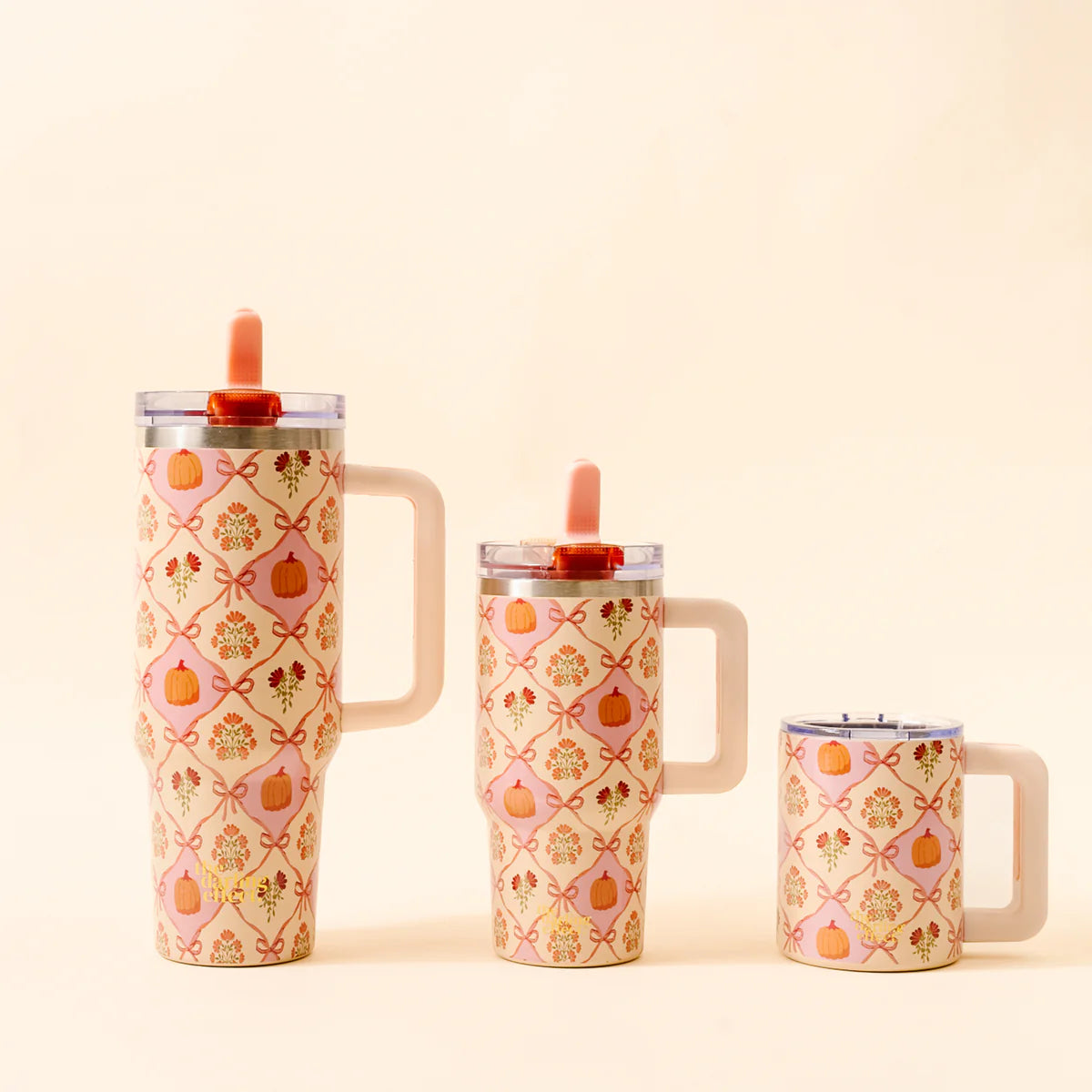 14 oz Insulated Mug-patchwork pumpkin