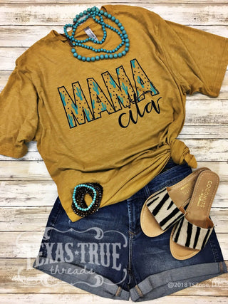 GOLD MAMACITA TEE WITH TURQUOISE TEE