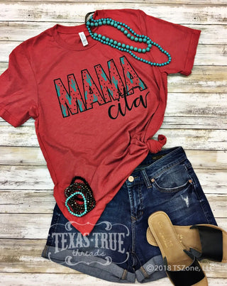 RED MAMACITA TEE WITH TURQUOISE TEE