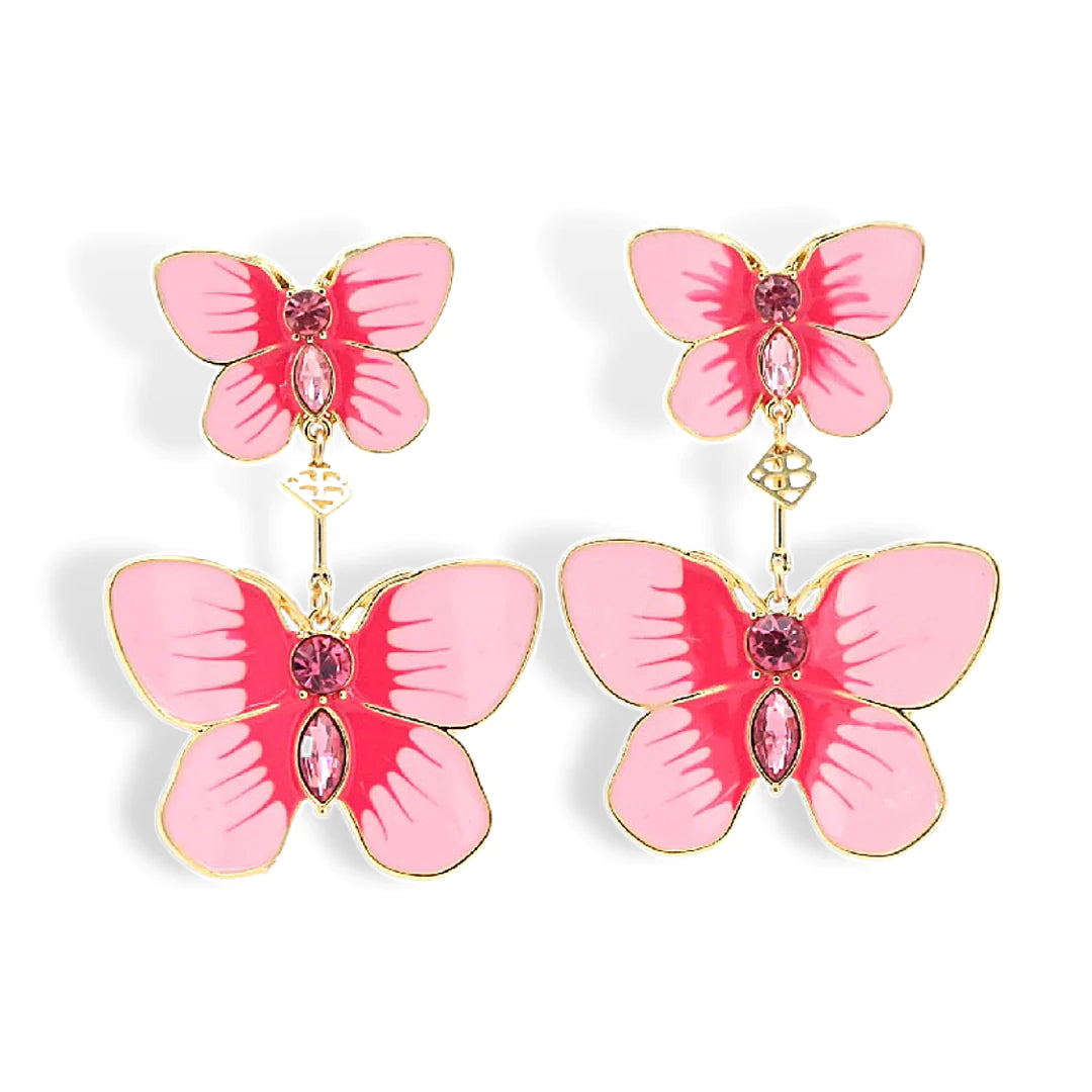 HAND PAINTED BUTTERFLY EARRINGS IN PINK