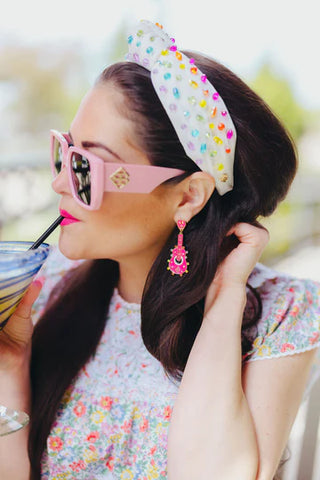 BRIANNA CANNON PINK GUITAR EARRINGS WITH CRYSTALS