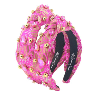 BRIANNA CANNON CHILD SIZE PINK & GOLD FLORAL HEADBAND WITH GOLD BEADS & PINK CRYSTALS