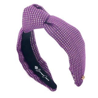 Adult Size Solid Tweed and Gold Headband in Purple