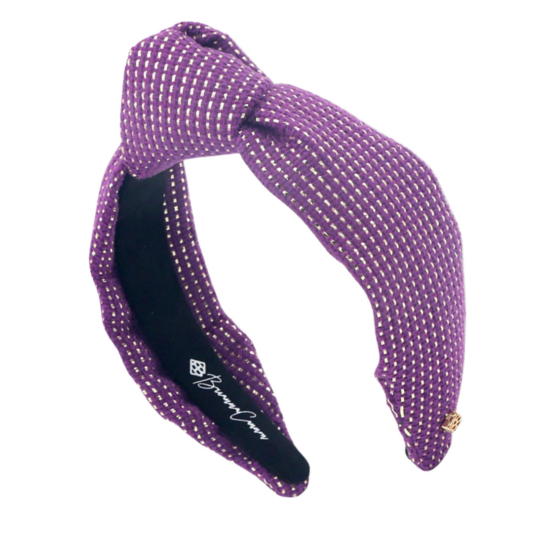 Adult Size Solid Tweed and Gold Headband in Purple