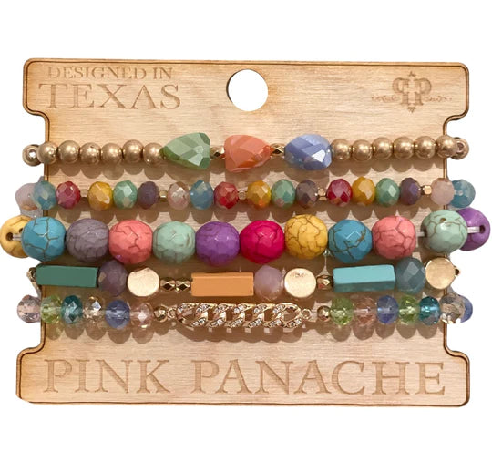 MULTI COLOR BRACELET SET COLOR PINK PANACHE