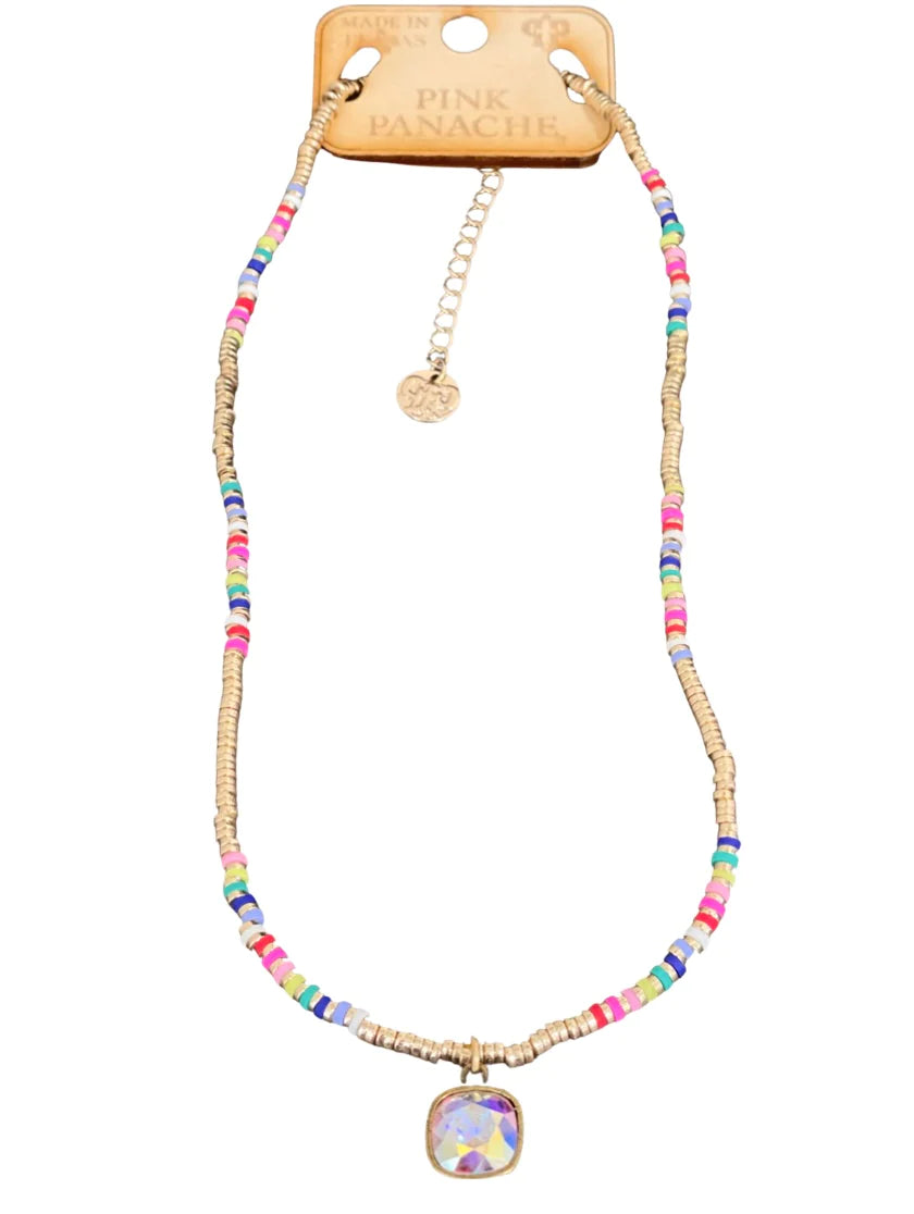 gold bright multi-color necklace