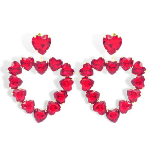 RED CRYSTAL HEART EARRING