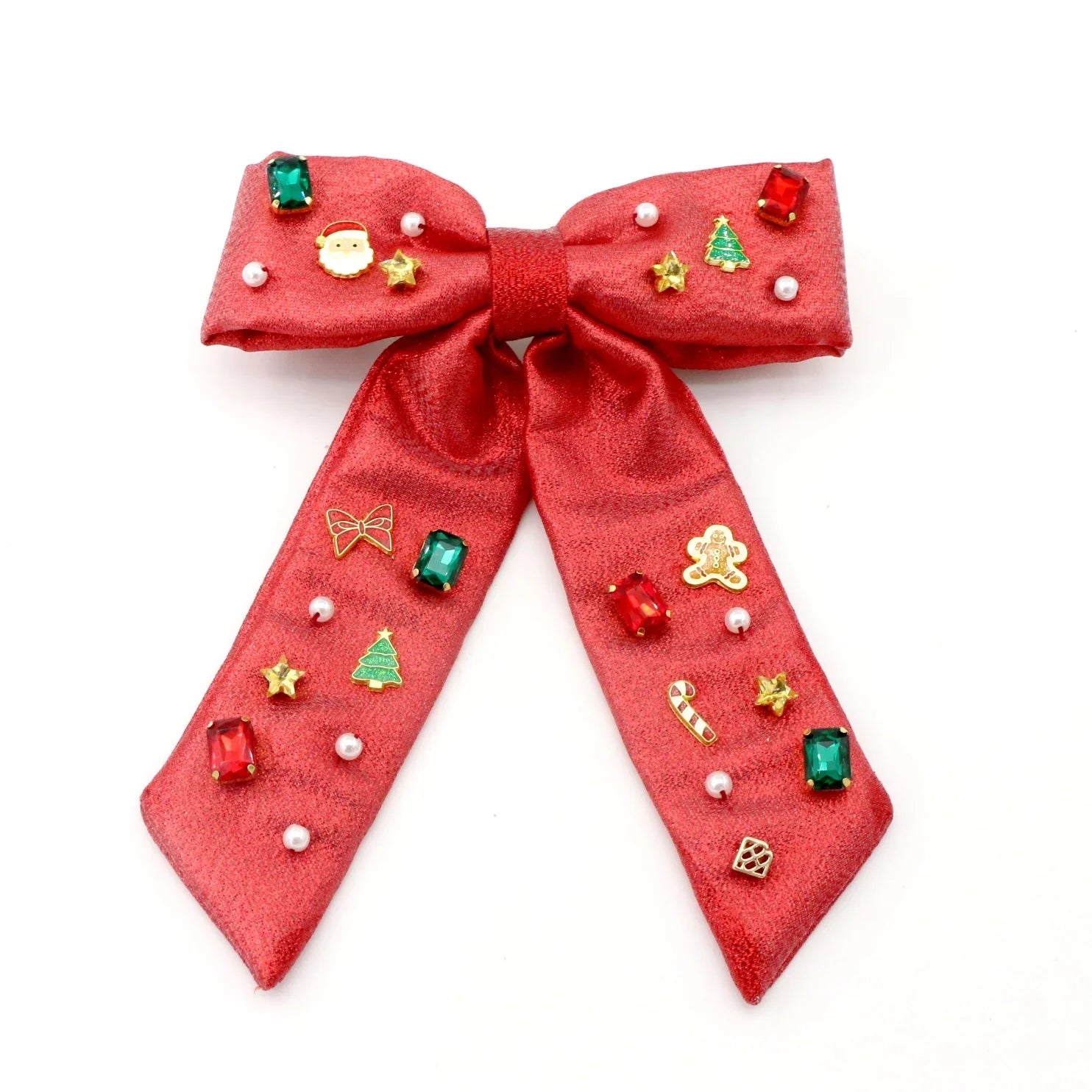 Red Shimmer Christmas Bow Barrette