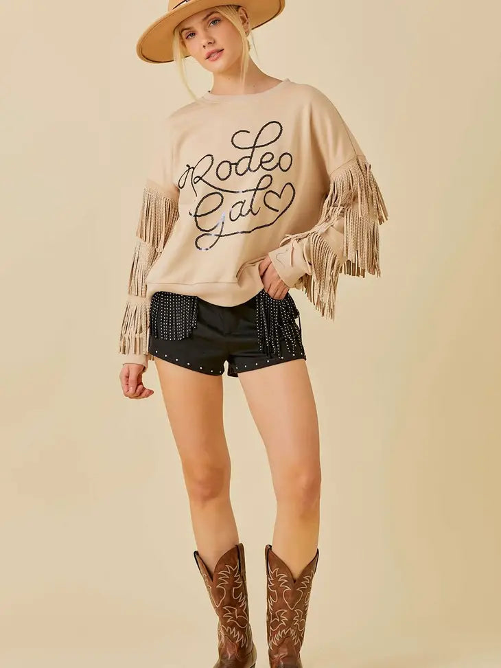 RODEO GAL FRINGE SWEATER