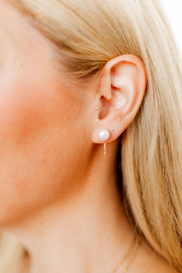 Tessa Pearl Stud and Gold Chain Earrings