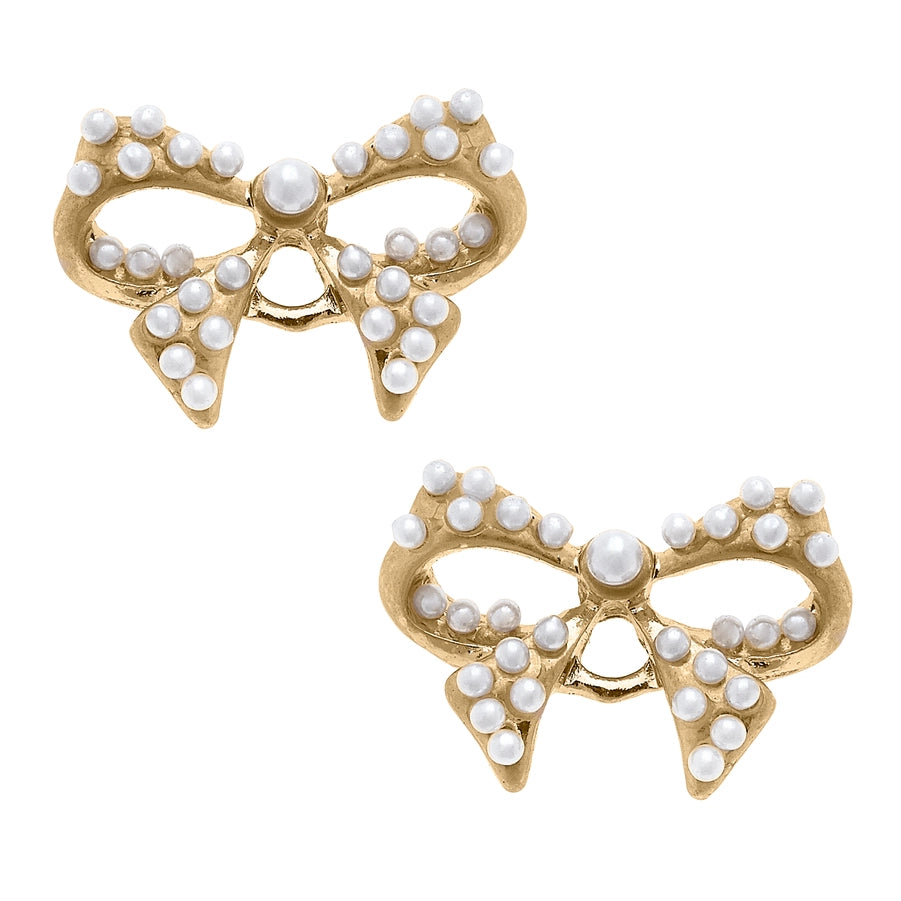 TILLIE PEARL BOW STUD EARRINGS