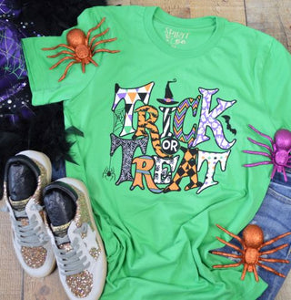 TRICK OR TREAT GREEN TEE