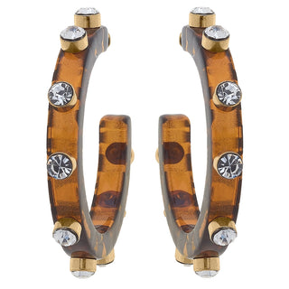 Tortoise Renee Resin & Rhinestone Hoops