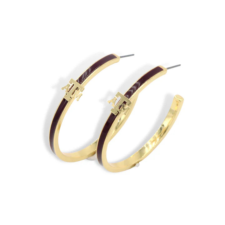 TEXAS A&M LOGO HOOP EARRINGS