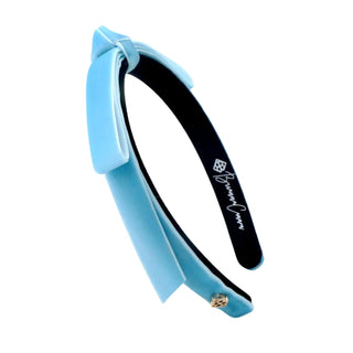 BRIANNA CANNON THIN PASTEL BLUE VELVET RIBBON BOW HEADBAND