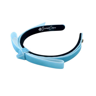 BRIANNA CANNON THIN PASTEL BLUE VELVET RIBBON BOW HEADBAND
