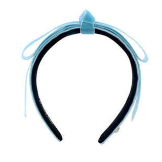 BRIANNA CANNON THIN PASTEL BLUE VELVET RIBBON BOW HEADBAND