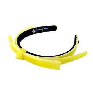 BRIANNA CANNON THIN YELLOW VELVET RIBBON BOW HEADBAND