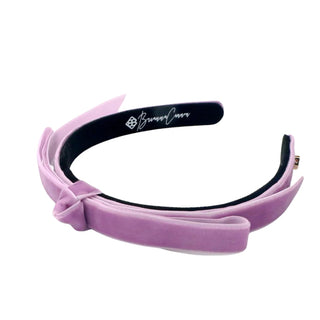 BRIANNA CANNON THIN PASTEL PURPLE VELVET RIBBON BOW HEADBAND