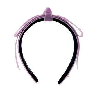BRIANNA CANNON THIN PASTEL PURPLE VELVET RIBBON BOW HEADBAND