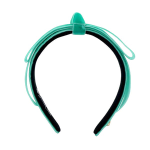 BRIANNA CANNON THIN TURQUOISE VELVET RIBBON BOW HEADBAND