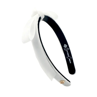 BRIANNA CANNON THIN WHITE VELVET RIBBON BOW HEADBAND