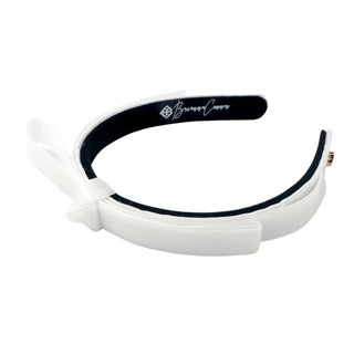 BRIANNA CANNON THIN WHITE VELVET RIBBON BOW HEADBAND