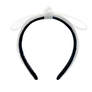 BRIANNA CANNON THIN WHITE VELVET RIBBON BOW HEADBAND