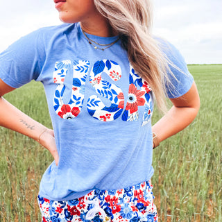 USA FLORAL TEE