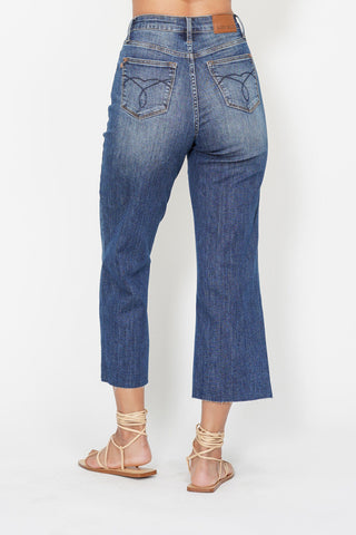 HUDA HW BACK POCKET EMBROIDERY CROP WIDE