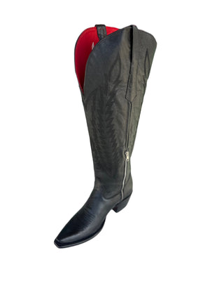 VALENTINA TALL RED BOTTOM WIDE CALF COWGIRL BOOTS