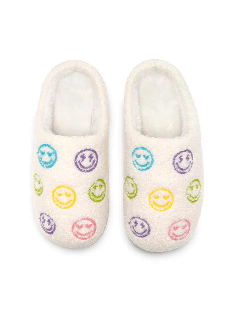 WHITE HAPPY ALL OVER SLIPPERS