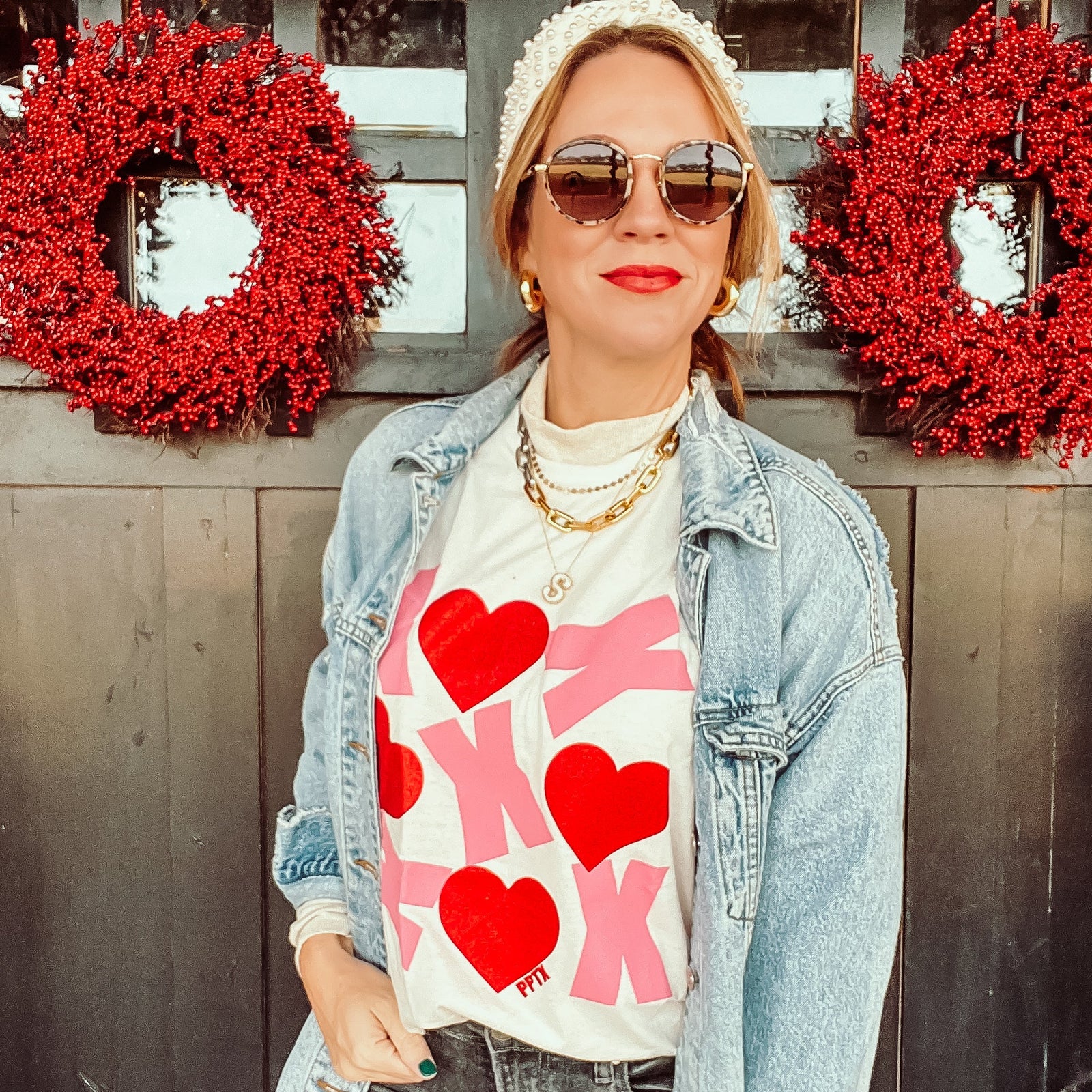 XOXO GLITTER HEARTS TEE