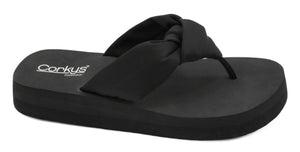 YOU GO GIRL CORKY BLACK SANDALS