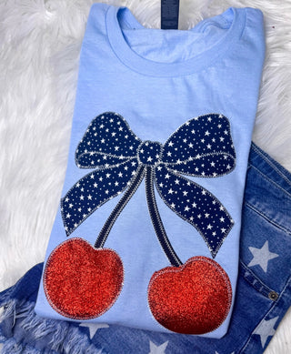 CHERRIES BOW USA PATRIOTIC TEE